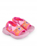 Sandalias para niña en rosa y naranja con diseño de animal