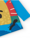 Camiseta de manga larga para niño en azul con estampado de pez