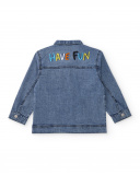 Cazadora vaquera para niño en azul con bolsillos frontales