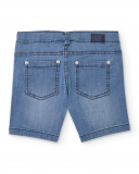 Bermuda vaquera para niño en azul con estampado de palmera