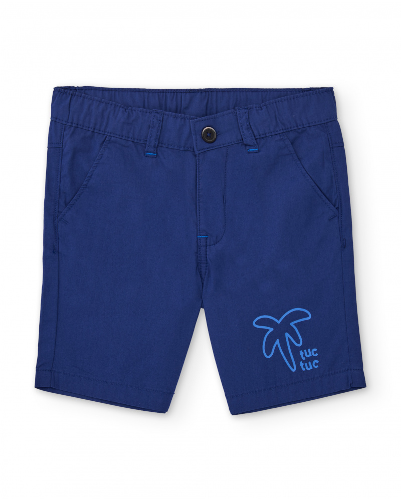 Bermuda para niño en azul con estampado de palmera