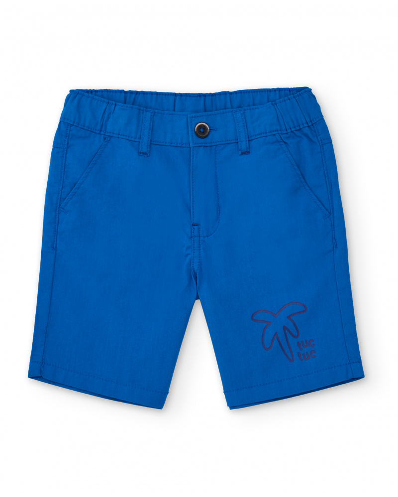 Bermuda para niño en azul eléctrico con estampado de palmera
