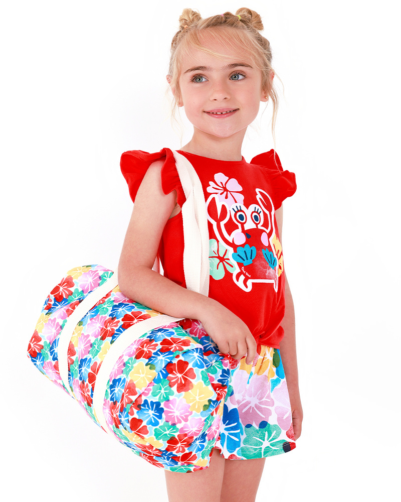 Sac pour fille avec imprimé floral et anses écrues