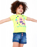 Short en denim pour fille avec taille élastique et broderie d’étoiles | tuc tuc