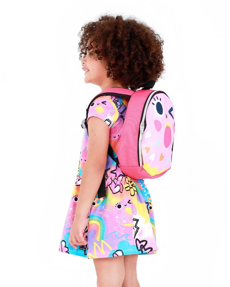 Sac à dos rose pour fille avec donut et cœurs