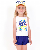 Ensemble pour fille avec t-shirt floral et short bleu | tuc tuc