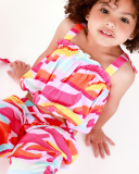 Top rose pour fille avec imprimé multicolore et nœuds aux bretelles | tuc tuc