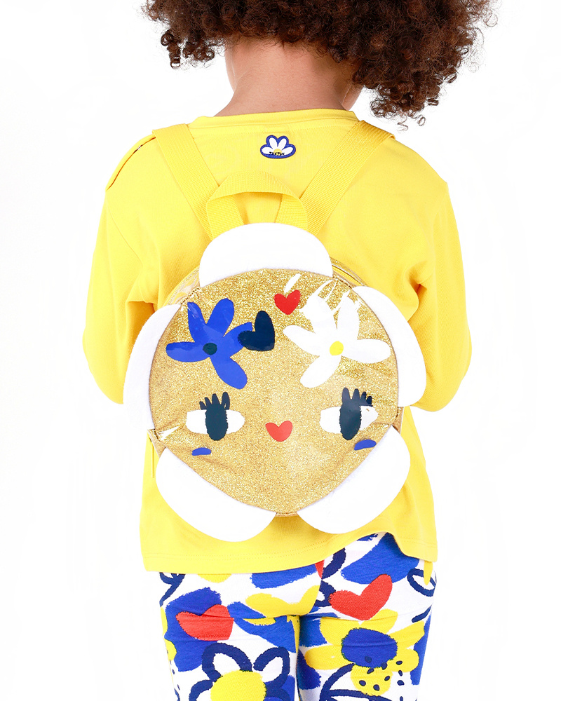 Sac à dos doré pour fille avec bretelles jaunes