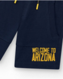 Bermuda bleu marine pour garçon avec taille élastique et imprimé devant.