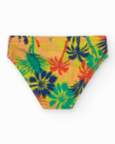 Slip de bain multicolore pour garçon avec imprimé tropical et cordon contrastant.