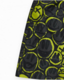 Short de bain noir pour garçon avec imprimé émojis et cordon fluo.