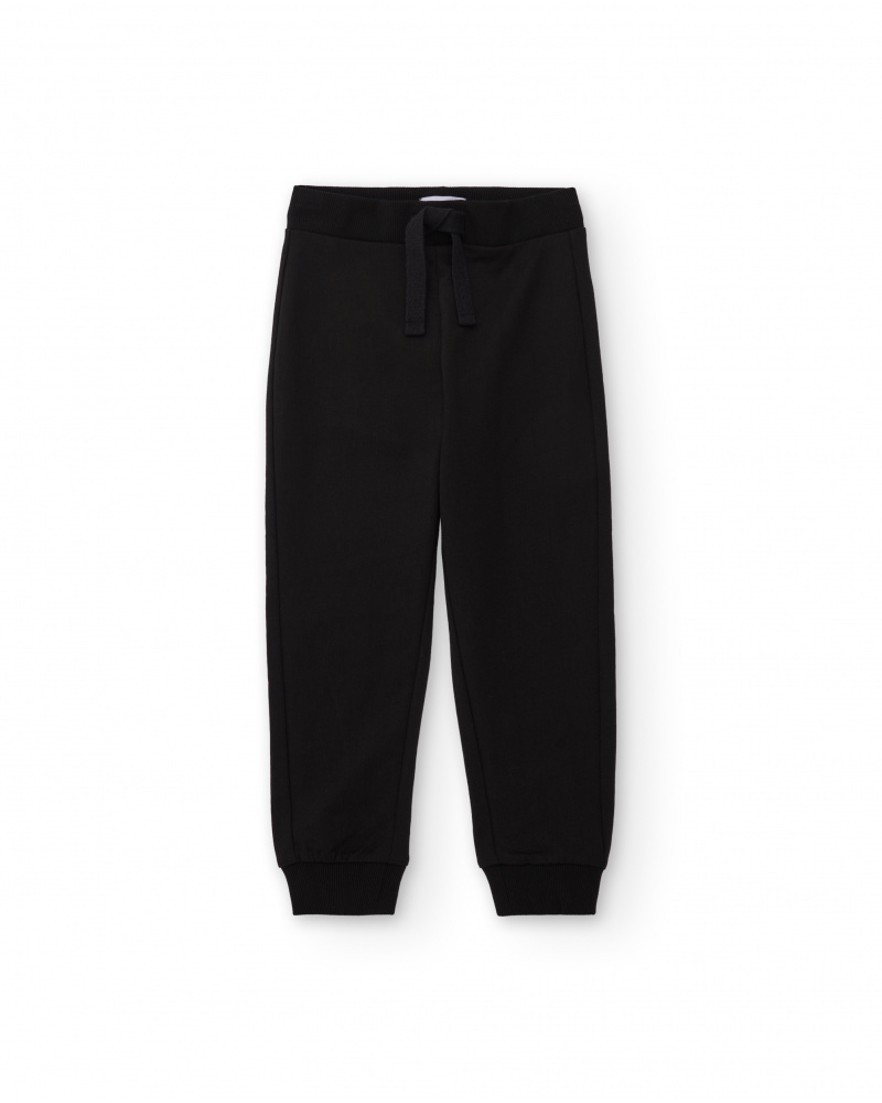 Pantalon jogger garçon en noir avec taille ajustable