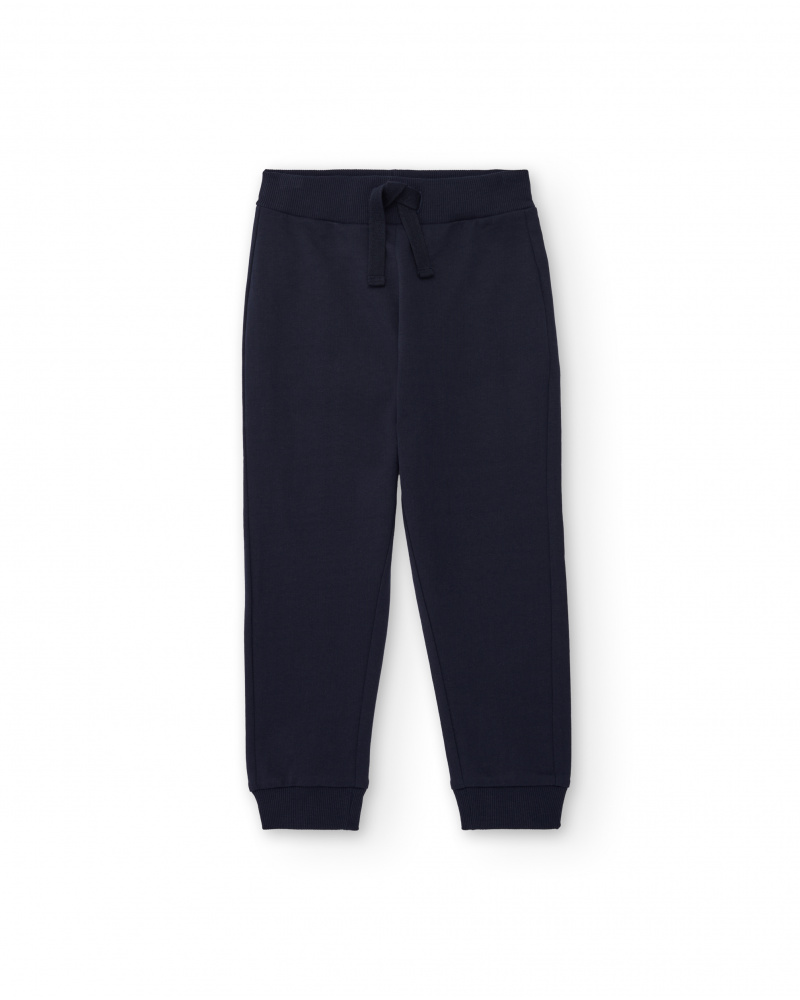 Pantalon jogger garçon en bleu marine avec taille élastique