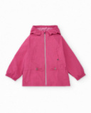 Veste fille rose avec capuche et taille ajustable