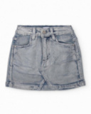 Jupe en jean fille en gris avec bas croisé