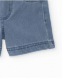 Short fille en denim bleu avec taille élastique