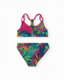 Bikini fille réversible multicolore avec dos nageur