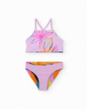 Bikini fille réversible en tons pastel avec bretelles croisées