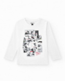 T-shirt garçon en blanc avec imprimé de chiens