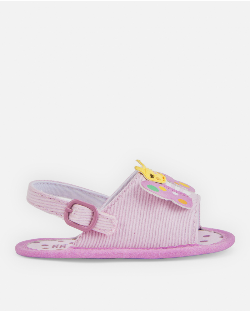 Sandales bébé fille roses avec papillon décoratif
