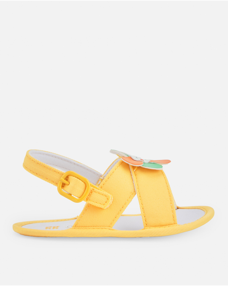Sandales bébé fille jaunes avec fleur décorative