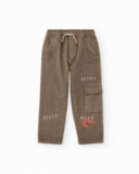 Pantalon cargo garçon couleur kaki avec motifs graphiques