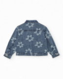 Veste en jean fille bleue avec imprimé floral