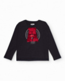 T-shirt à manches longues pour garçon noir avec sequins réversibles