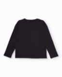 T-shirt à manches longues pour garçon noir avec sequins réversibles