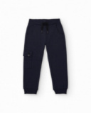 Pantalón jogger azul marino con bolsillo lateral para niño