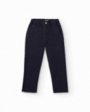 Pantalon en sergé bleu marine pour garçon avec taille élastique