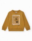 Sweatshirt moutarde pour garçon avec imprimé skateur