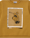 Sweatshirt moutarde pour garçon avec imprimé skateur