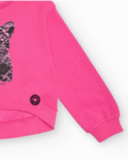Sweat-shirt fuchsia pour fille avec imprimé léopard