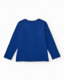 T-shirt à manches longues bleu pour garçon avec imprimé dinosaure