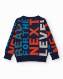 Pull en maille pour garçon avec lettres multicolores