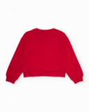 Sweat-shirt rouge pour fille avec rubans croisés
