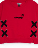Sweat-shirt rouge pour fille avec rubans croisés
