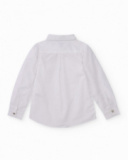 Chemise blanche à manches longues pour garçon avec poche et bouton décoratif