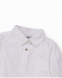 Chemise blanche à manches longues pour garçon avec poche et bouton décoratif