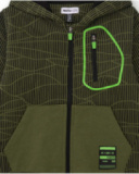 Sweat à capuche vert pour garçon avec imprimé graphique et détails fluo