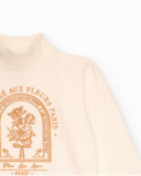 Sweat-shirt ivoire pour fille avec col montant et imprimé floral