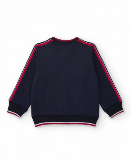 Veste bomber bleu marine pour garçon avec détails rouges et broderie