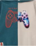 Sweat à capuche bicolore pour garçon avec imprimé console de jeu