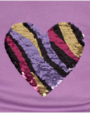 T-shirt à manches longues lilas pour fille avec cœur en sequins