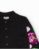 Veste noire pour fille avec fleurs à sequins sur les manches