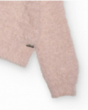 Gilet en maille rose pour fille avec nœuds décoratifs