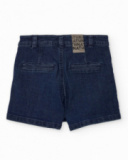 Jupe-short en jean bleu foncé pour fille avec plis