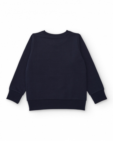 Sweat-shirt bleu marine avec imprimé contrastant "LET'S ROCK"