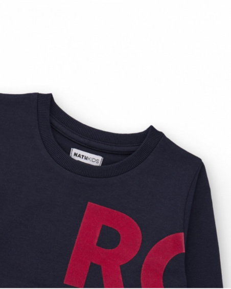 Sweat-shirt bleu marine avec imprimé contrastant "LET'S ROCK"